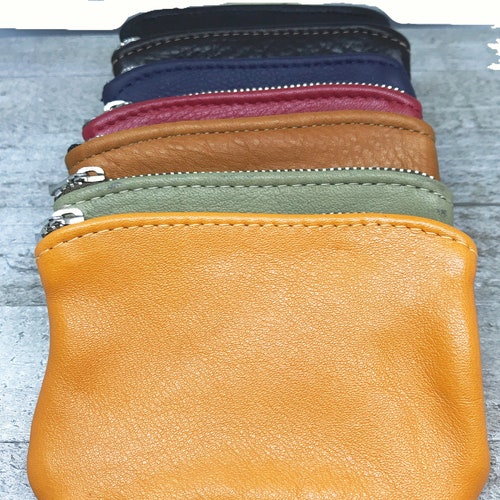 large leather zipper pouch