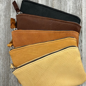 Porte-monnaie en cuir de daim 20 cm, pochette en cuir XL, doublure en cuir, pochette en cuir, porte-monnaie en cuir, super doux et beau, fabriqué aux États-Unis.
