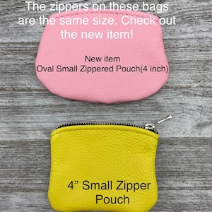 Small Leather Zipper Pouch4 inch, Leather Coin Pouch, Made In USA. image 5