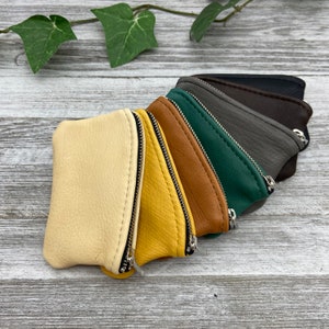 Monedero de piel de ciervo de 4,8", bolsa mediana con cremallera (4,8 x 3"), monedero de cuero, súper suave, monedero de piel de ciervo, tarjetero, fabricado en EE. UU.