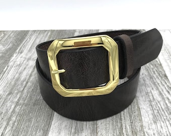 1 1/2”Distressed Glazed DarkBrown Leather Belt,Duarable Handmade Belt,Custome Belt,Leather Belt With A Buckle,Made In USA.