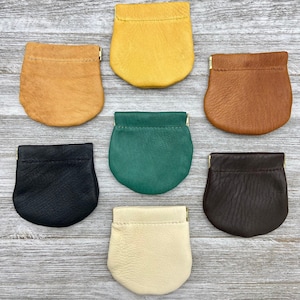 Porte-monnaie en peau de daim, porte-monnaie compressé, grand porte-monnaie pop, porte-monnaie en cuir, pochette pour pièce de monnaie en cuir, ultra doux, porte-monnaie en peau de daim, fabriqué aux États-Unis.
