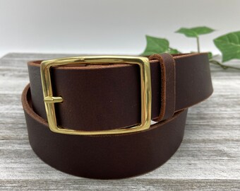 1 1/2” Dk.Brown Leather Belt, Brown Belt, Handmade Leather Belt,Solid Belt,Leather Belt With A Buckle,Made In USA,Cusom Belt.