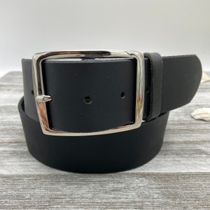 1 3/4” Black Leather Belt – Durable, Strong, Solid, Handmade in USA