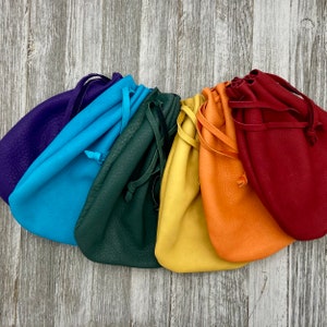 Deerskin Pouch, Large Leather Drawstring Pouch 9-inch x 6.25-inch,Marble Pouch, SuperSoft!,  Drawstring Bag, Dice Bag, Made In USA.