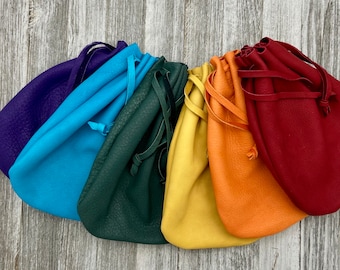 Deerskin Pouch, Large Leather Drawstring Pouch 9-inch x 6.25-inch,Marble Pouch, SuperSoft!,  Drawstring Bag, Dice Bag, Made In USA.