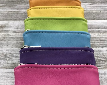 Small Leather Zipper Pouch(4 inch), Leather Coin Pouch, Spring/Summer Collection,Made In USA.