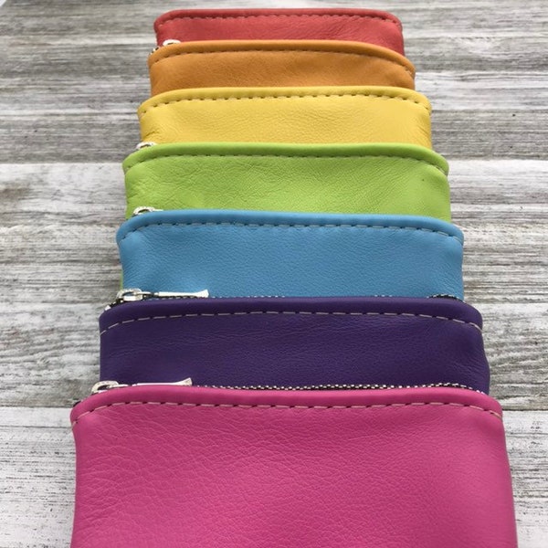 Small Leather Zipper Pouch(4 inch), Leather Coin Pouch, Spring/Summer Collection,Made In USA.