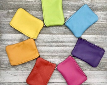 Medium Leather Zipper Pouch, Credit Card Zipper Pouch, Coin Pouch, Coin Case, Coin Purse, Made In USA.