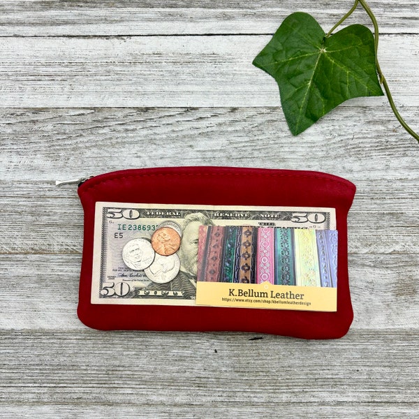 Deerskin 7” Leather Zipper Pouch, Buckskin Leather, Coin Pouch, Coin Case,Coin Purse, Colorful, Made In USA