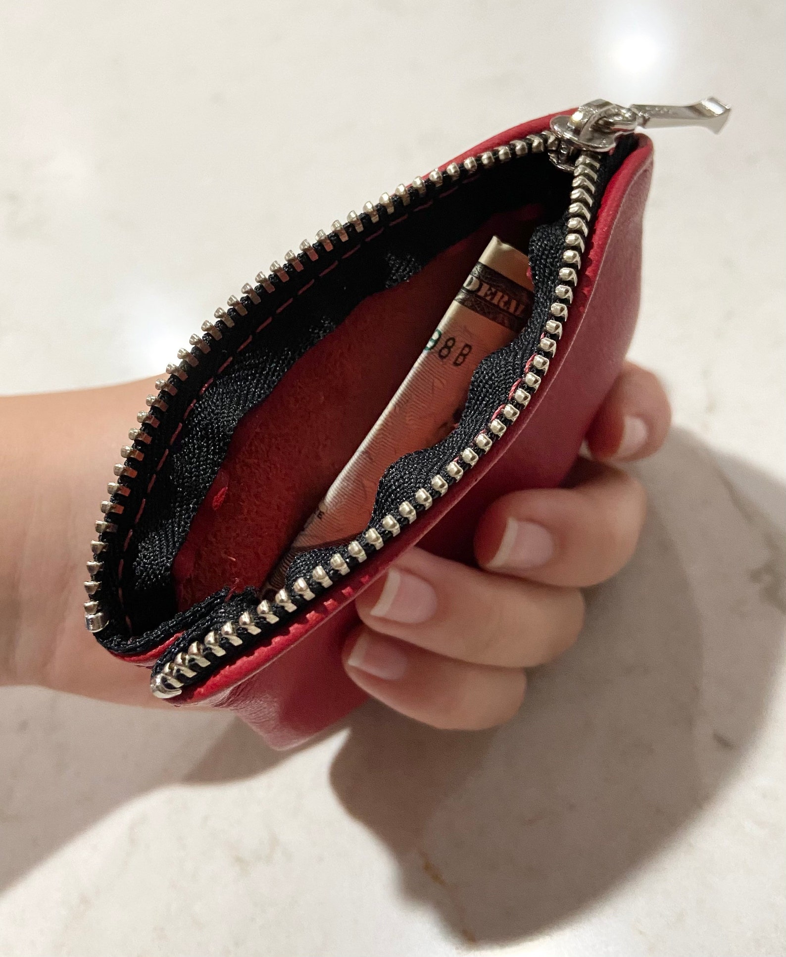 Small Leather Zipper Pouch4 Inch Leather Coin Pouch Made Etsy