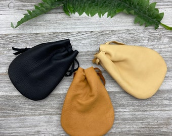 Deerskin Pouch, Medium Leather Drawstring Pouch 6.5-inch x 5-inch, Marble Pouch, Super Soft, Dice Bag, Drawstring Bag, Made In USA.