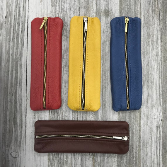 Leather Pen Case Leather Eyeglass Case Leather Cosmetic Etsy