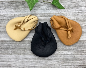 Deerskin Pouch, Small Leather Drawstring Pouch, 4.5-inch x 3.5-inch, Marble Pouch, Super Soft, Drawstring Bag, Dice Bag, Made In USA.