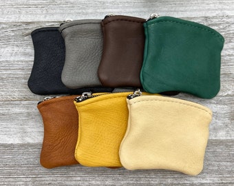 Deerskin Purse, Small Zipper Pouch (4 inch length), Leather Coin Pouch, Super Soft, Buckskin Purse, Credit Card Holder, Made In USA.