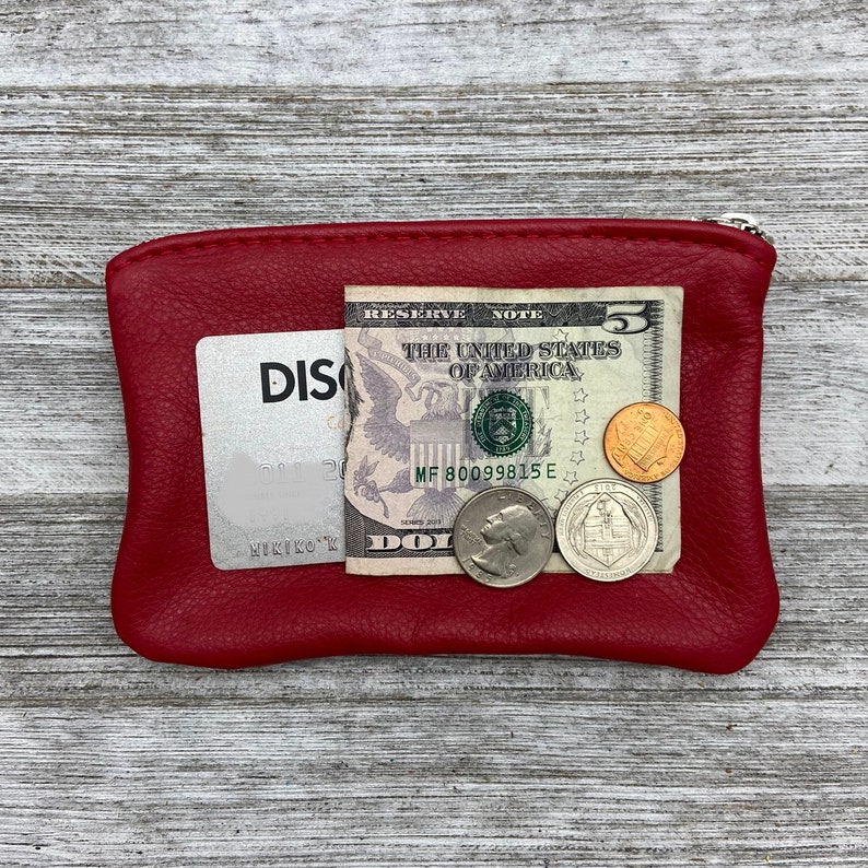 Large Leather Zipper Pouch 6 Inch Coin Pouch Coin Etsy UK