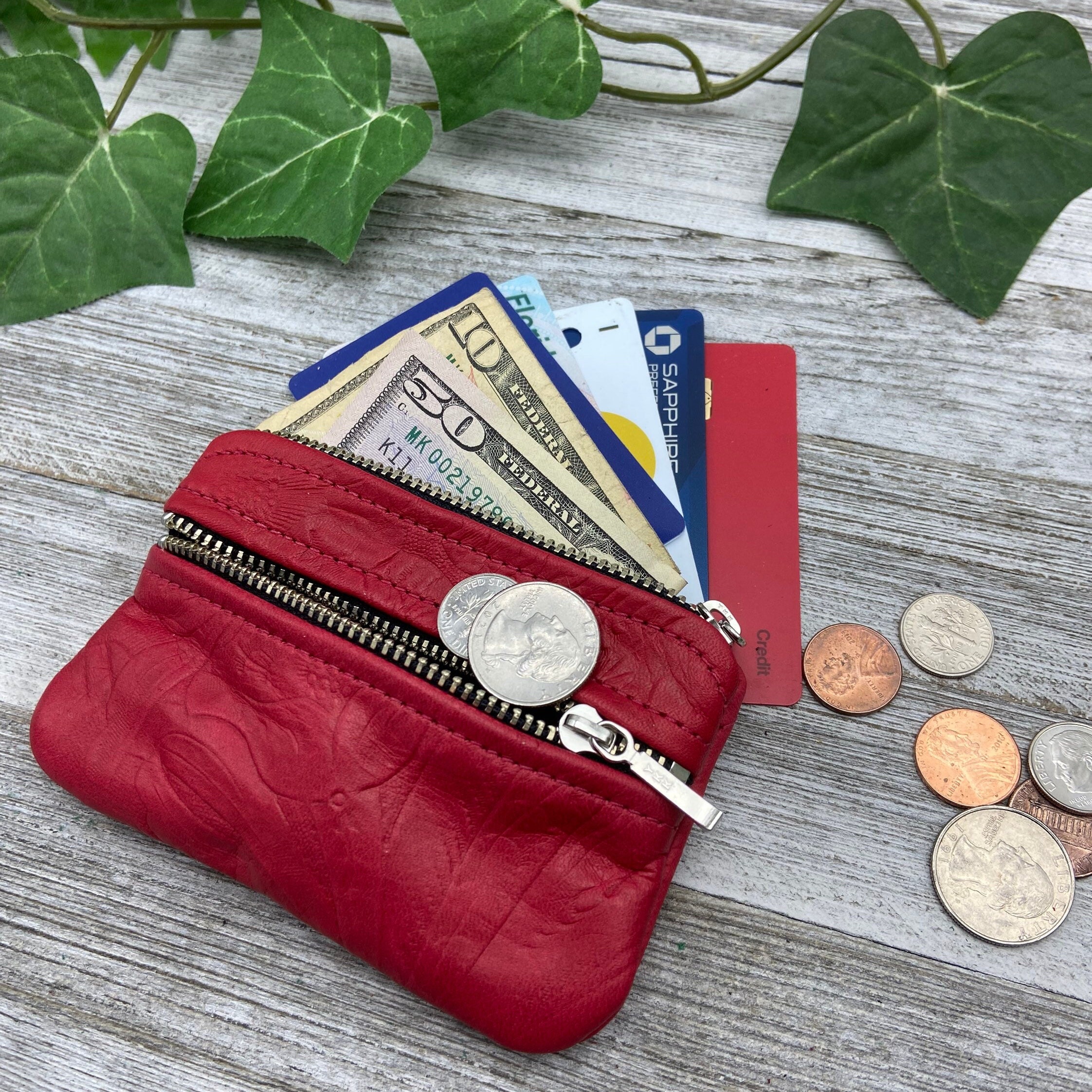 Double zip leather purse 2025