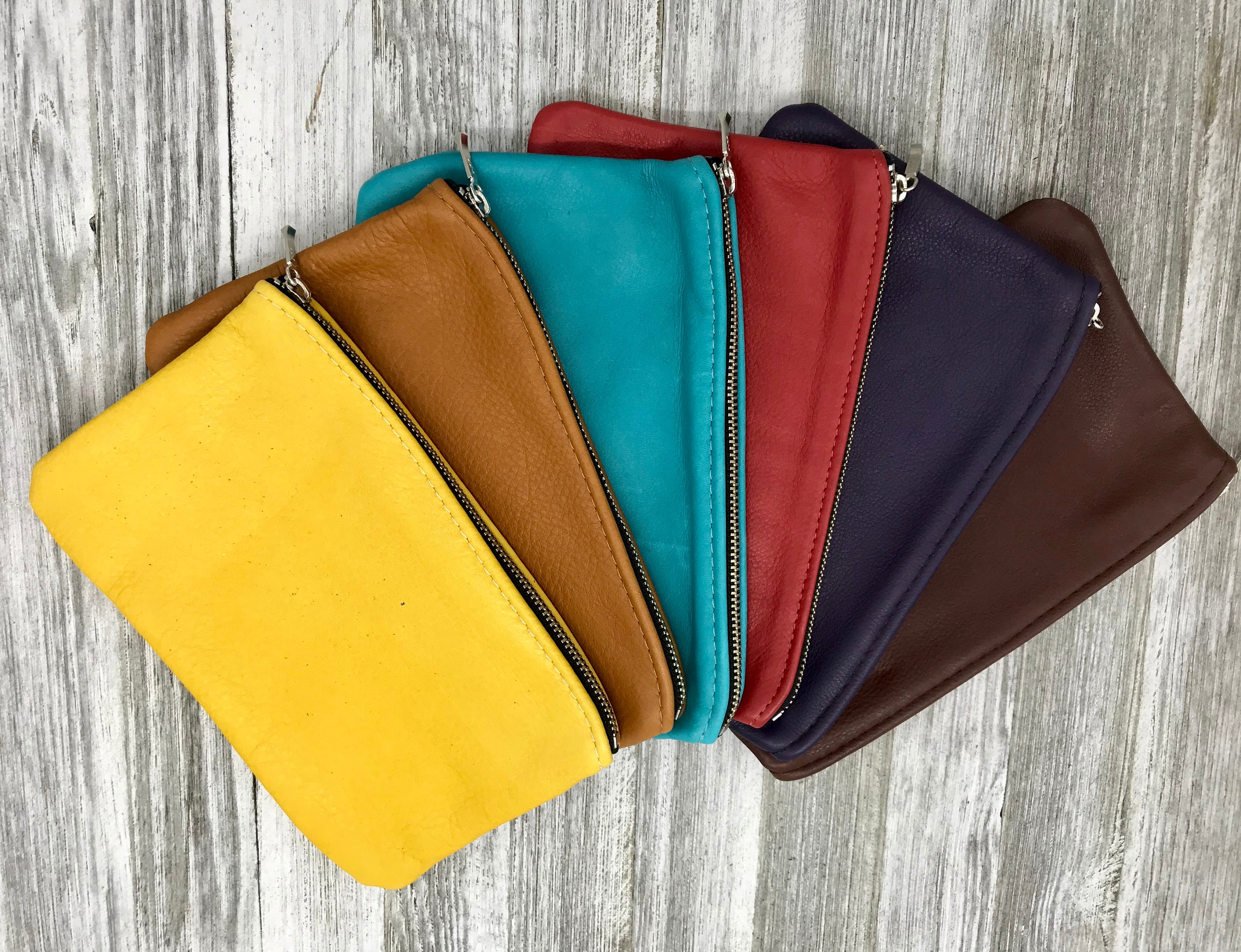 XL Leather Zipper Pouch(8 inch), Leather Coin Pouch Unlined, Leather …
