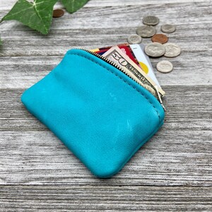 Medium Leather Zipper Pouch, Credit Card Zipper Pouch, Coin Pouch, Coin Case, Coin Purse, Made In USA. image 3