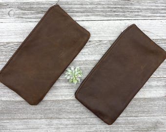 24,5 cm rustikale Leder Reißverschlusstasche, Rindsleder Geldbörse, gefütterte Leder Clutch, persönlicher Organizer, hergestellt in den USA