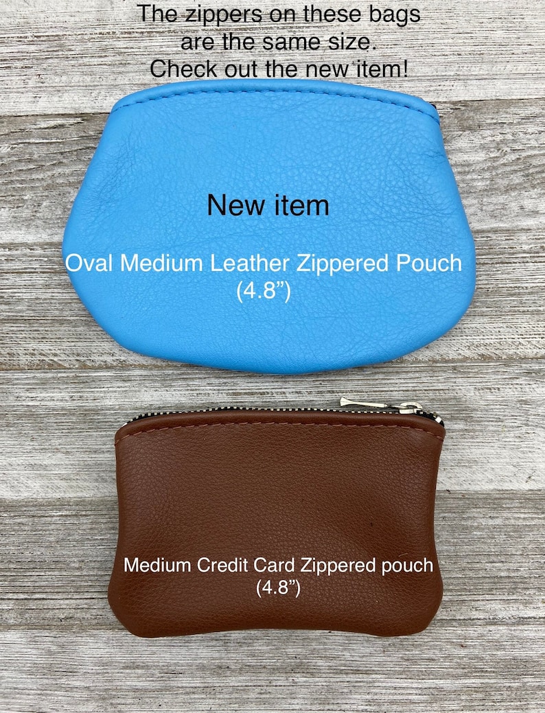 Medium Leather Zipper Pouch, Credit Card Zipper Pouch, Coin Pouch, Coin Case, Coin Purse, Made In USA. image 5