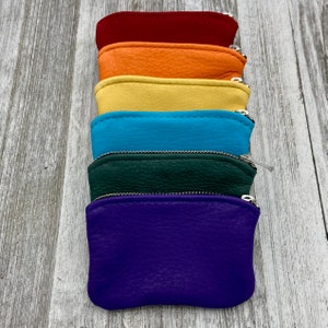 Porte-monnaie en cuir de daim 4 pouces, petite pochette à fermeture éclair 4 pouces x 3 pouces, porte-monnaie en cuir, ultra doux, porte-monnaie en cuir de daim, porte-cartes de crédit, fabriqué aux États-Unis.