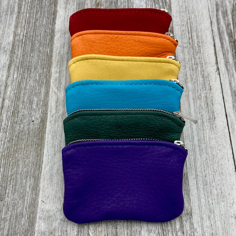 Deerskin Purse, Small Zipper Pouch 4 inch length, Leather Coin Pouch, Super Soft, Buckskin Purse, Credit Card Holder, Made In USA. image 1