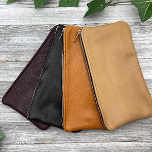 9,5 "x 5", Leder Geldbörse gefüttert, Clutch Bag, Geldbörse Brieftasche, persönlicher Organizer, Leder Geldbörse, Made in den USA.