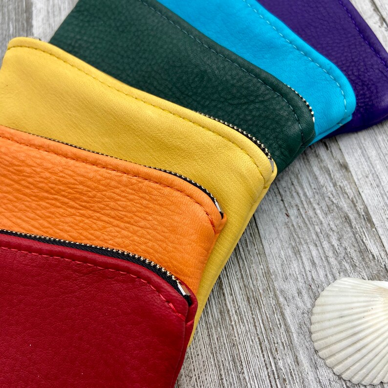 Deerskin Purse, Large Zipper Pouch 6 inch length, Leather Purse, Leather Coin Pouch, Super Soft, Buckskin Purse, Made In USA. image 3
