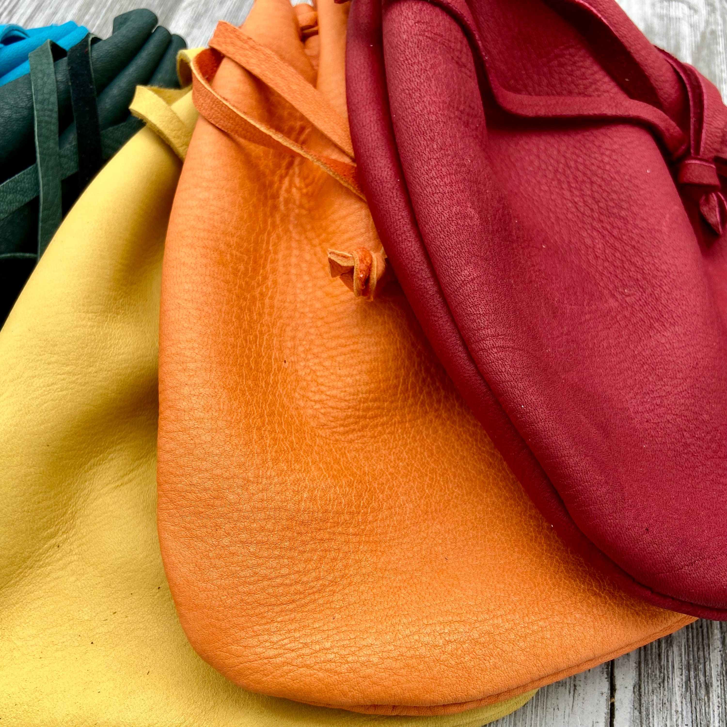 Deerskin Pouch, Medium Leather Drawstring Pouch 6.5-inch X 5-inch