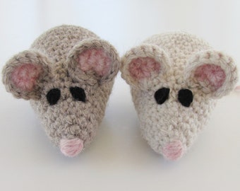 Crocheted Cat Toy Mice Set of 2, Handmade with Organic Catnip and Non-Toxic Stuffing, Made in USA