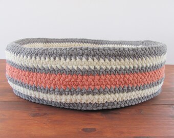 Double Wall Soft Sided Pet Bed with Removable Cushion, 17" Crocheted Cat Basket, Small Dog Bed