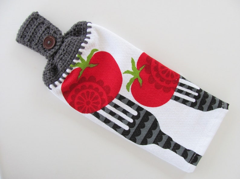 Hanging Kitchen Towel Button Loop Hang 100 Cotton Waffle Etsy