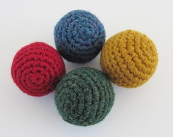 Crocheted Wool Blend Cat Toy Balls, Organic Catnip and Non-Toxic Stuffing, Set of 4