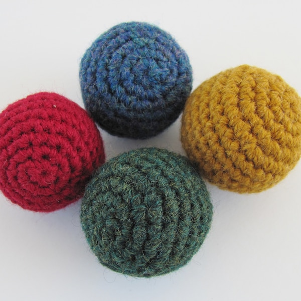 Crocheted Wool Blend Cat Toy Balls, Organic Catnip and Non-Toxic Stuffing, Set of 4