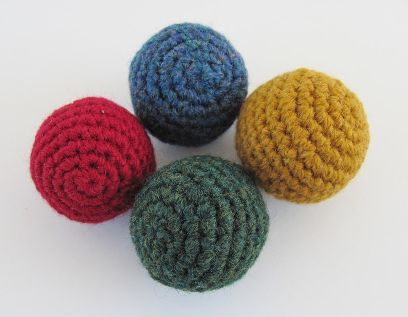 Crocheted Wool Blend Cat Toy Balls, Organic Catnip and Non-Toxic Stuffing, Set of 4 image 1