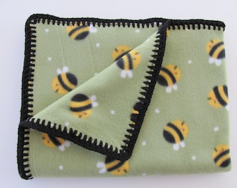 Handmade Reversible Fleece Blanket for Dogs, Cats, Rabbits, Warm Double Thick Bumblebee Pet Throw, 30" x 36"
