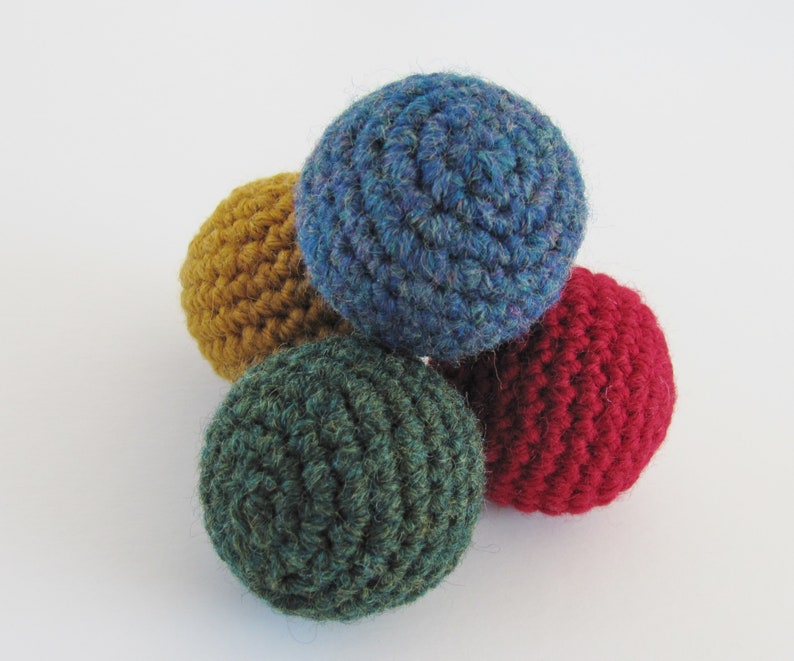 Crocheted Wool Blend Cat Toy Balls, Organic Catnip and Non-Toxic Stuffing, Set of 4 image 2