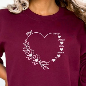 Custom Mom Sweatshirt For Grandma Custom Sweatshirt For Nana Sweatshirt With Grandkids Names Sweatshirt For Mom Gift