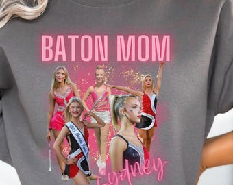 Custom Photo Baton Mom Shirt: Personalized Twirler Tee