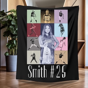 May include: A black and white photo collage of a young woman playing softball. The collage is on a black background with the text "Smith #25" at the bottom.