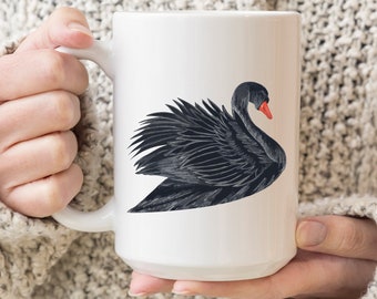 Swan Gifts, Swan Print, Swan Mug, Black Swan, Bird Gifts, Bird Mug, Bird Lover Gift for Her, Bird Lovers Gift, Bird Prints, Watercolor Birds