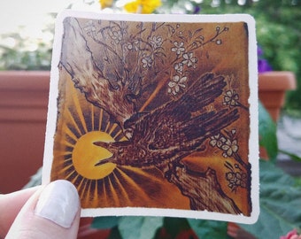Mandala Animal Spirit Animal Spiritual Raven Depiction Pyrography Bringer in Light Native American Culture- Totem Wood Burned Art