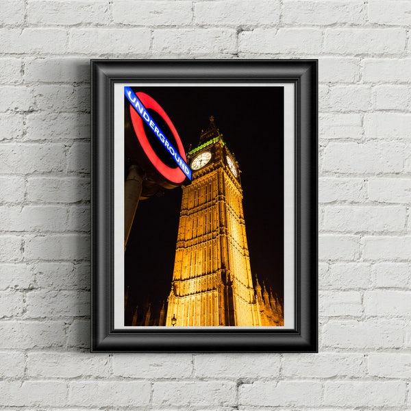 Big Ben Clock Tower Underground Station | Central London Photography | United Kingdom | Photographic Print