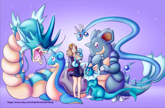 Custom Pokémon Team Anime Illustration Custom Illustration Personalize Gift Manga Drawing Anime Commissionpokemon