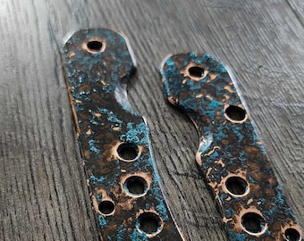 Cachas de cobre con pátina de naufragio para Spyderco Smock - CUCHILLO NO INCLUIDO - Solo cachas/mangos