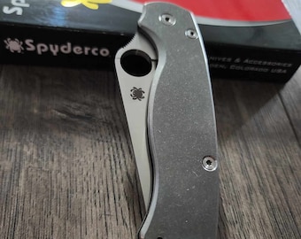 Spyderco PM2 Komplettes Messer - Titanschalen - Titanschrauben - Titanclip - Titan-Backspacer - Phosphor-Unterlegscheiben - S45VN-Klingenstahl