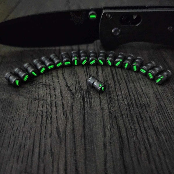 Benchmade - GREEN Glow - Titanium Thumb Stud - Satin Finish with GREEN Glow - Flytanium Gear