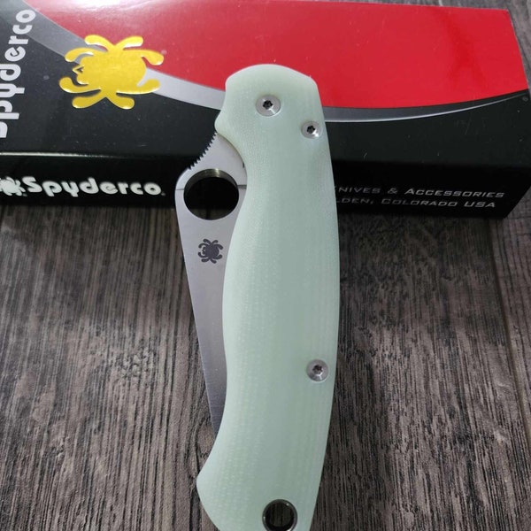 Lotus Natürliche Jade G-10 Skalen für Spyderco Paramilitary 2 Messer - Flytanium