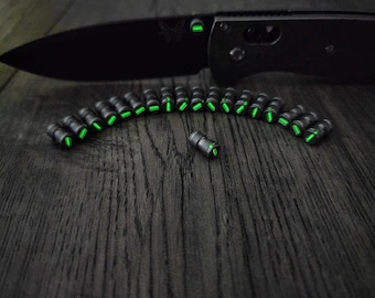 Benchmade - GREEN Glow - Titanium Thumb Stud - Satin Finish with GREEN Glow - Flytanium Gear